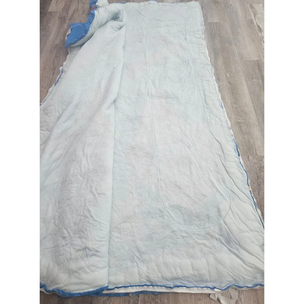 Vintage Care Bears Comforter 1980s Blue Rainbow Heart Quilt Made in USA Twin